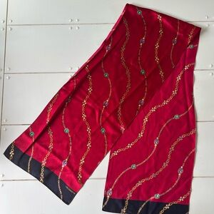 Liz Claiborne Red and Black Silk Scarf